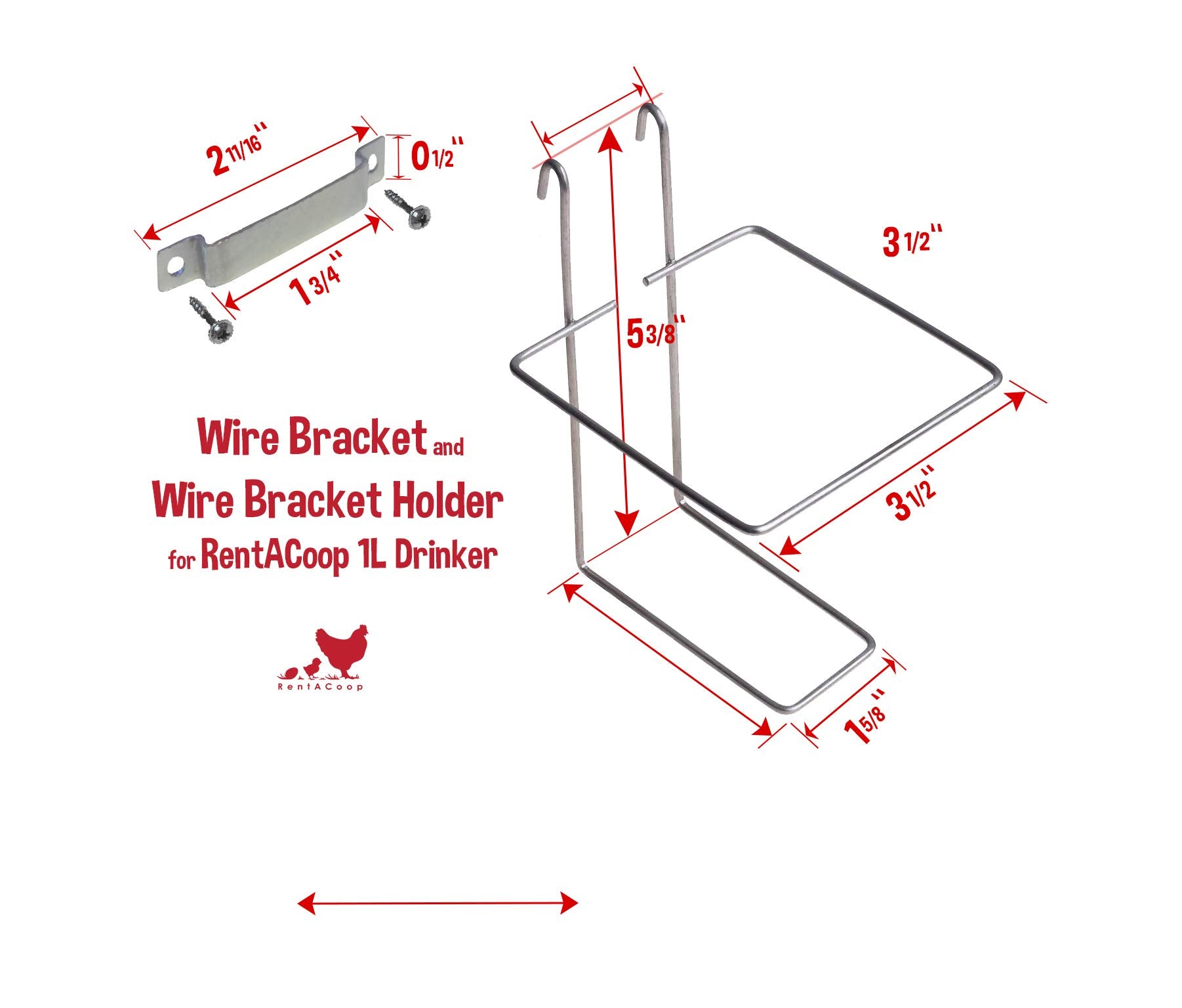 RentACoop 1L drinker elevated with bracket for convenient access.