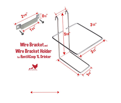 RentACoop 1L drinker elevated with bracket for convenient access.