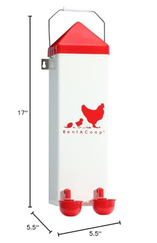 RentACoop 2-gallon capacity suits chickens, ducks, geese, and more.
