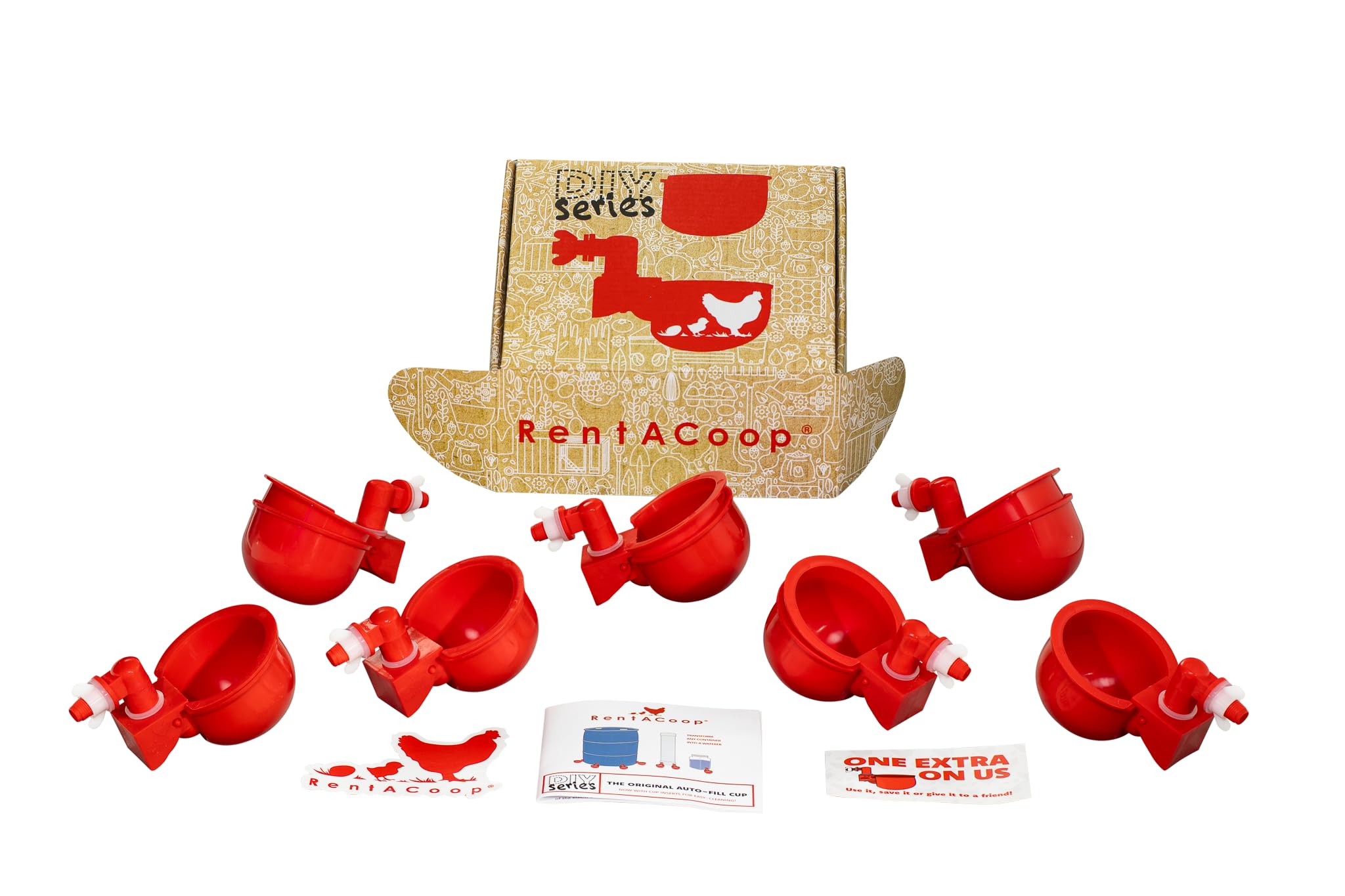 RentACoop auto-fill cups with inserts enable continuous hydration for poultry