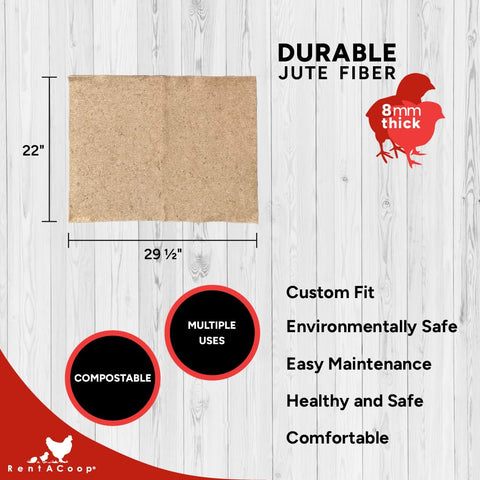 RentACoop jute liners with traction surface for steady chick footing.