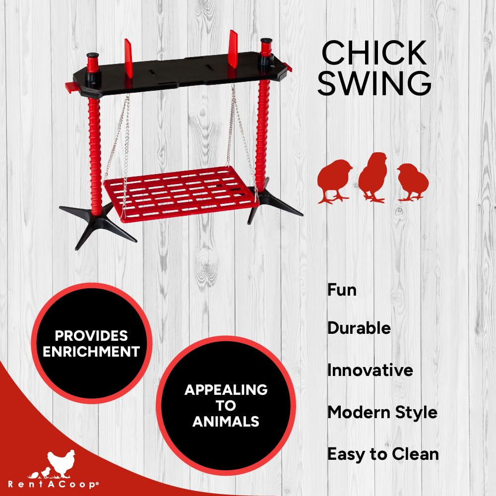 RentACoop chick swing grid surface helps tiny toes grip securely.