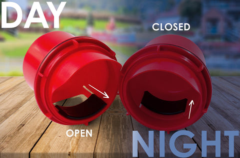RentACoop Chick2Chicken slider port covers closeup illustrating access control for safe feeding