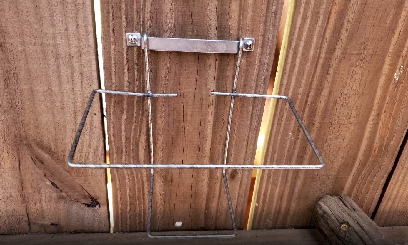 RentACoop drinker mounting bracket places water near roosts for birds' convenience.