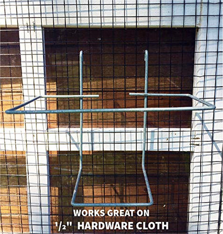 RentACoop elevated-waterer-mount keeps water tidy and accessible for small animal housing.
