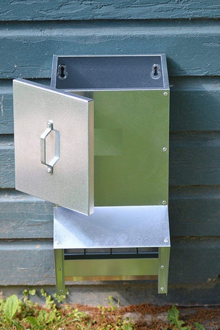 RentACoop feeder suitable for grit and oyster shell alongside feed.