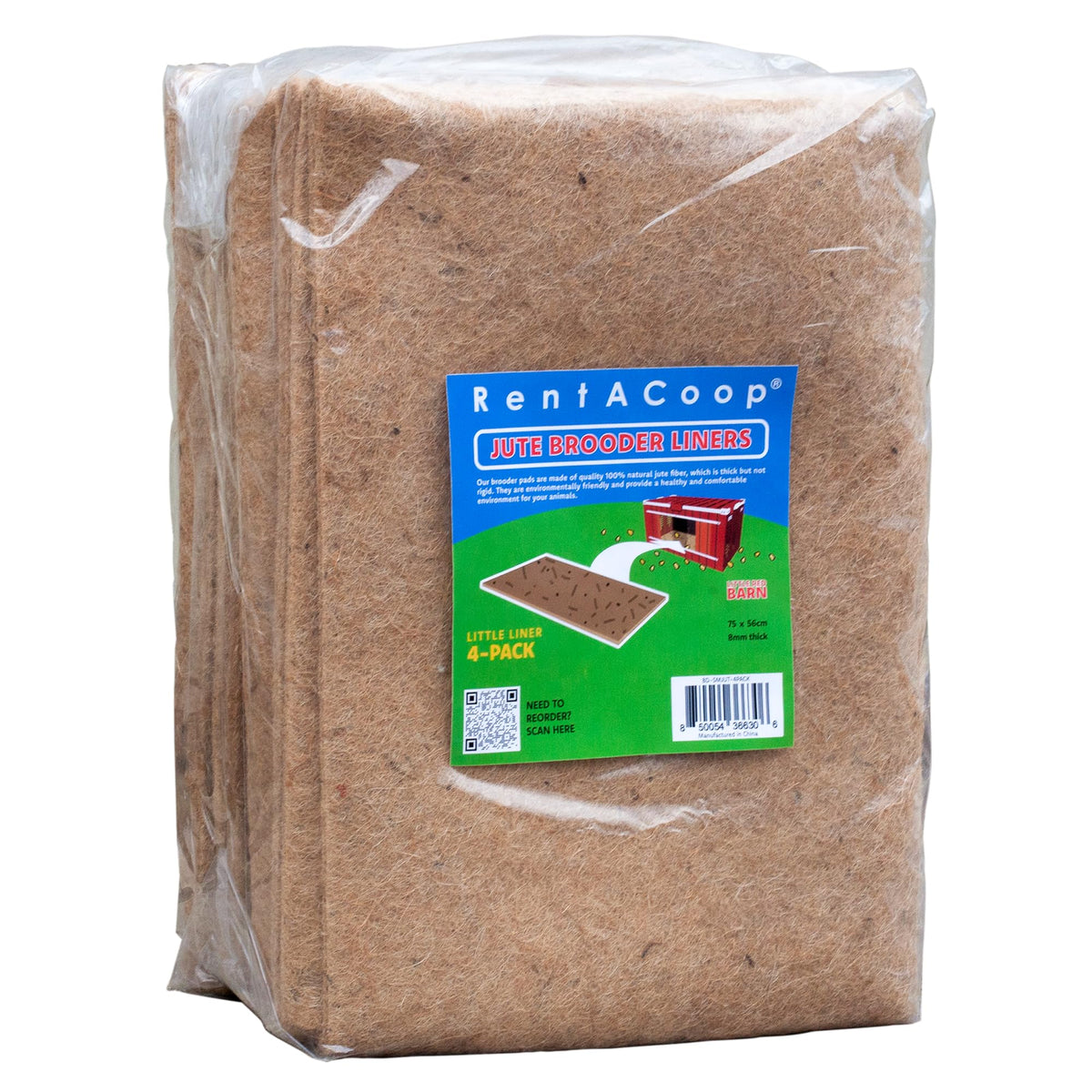 RentACoop jute brooder liners pack four ready for Little Red Barn installation, eco-friendly bedding.