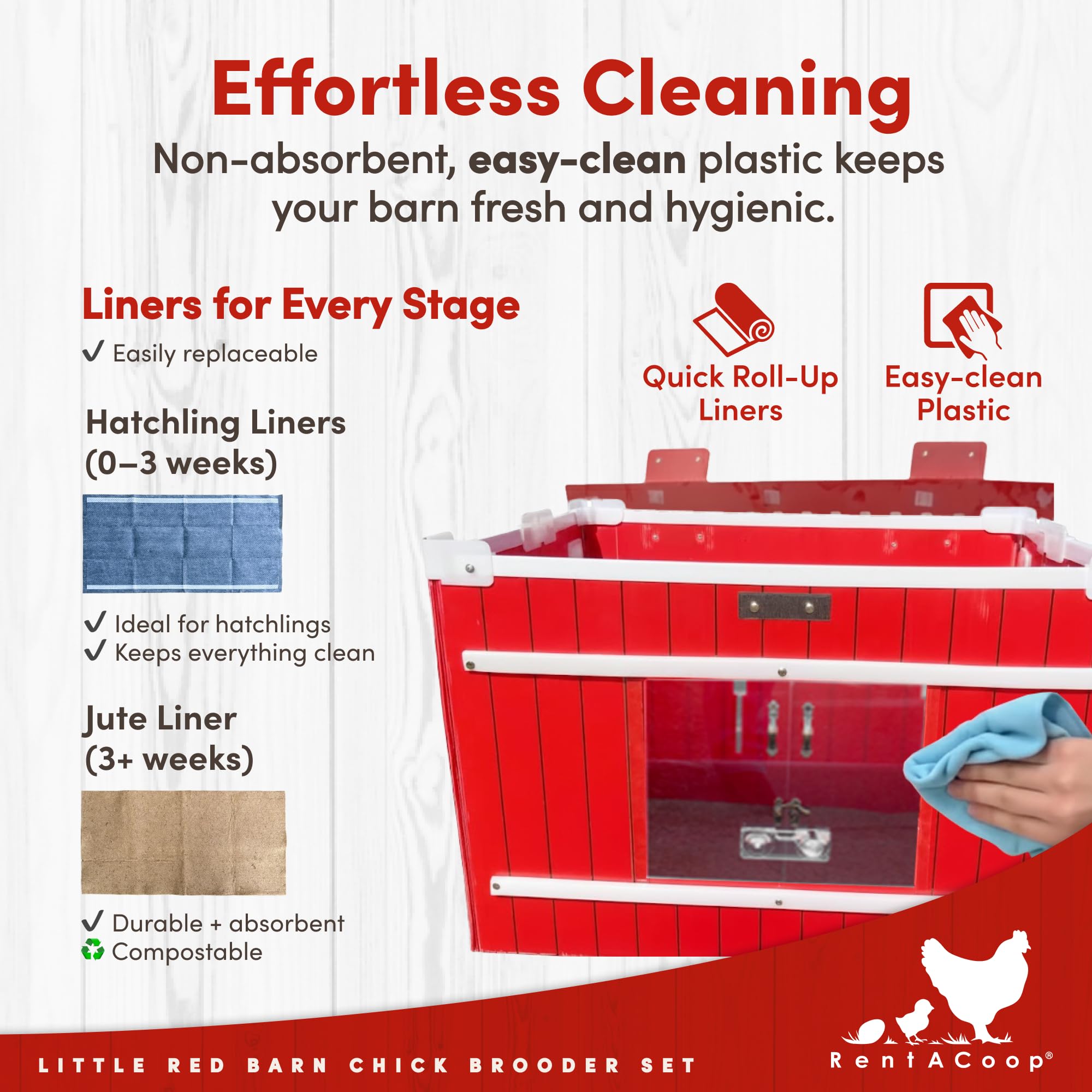 RentACoop Little Red Barn Brooder feeder and waterer setup