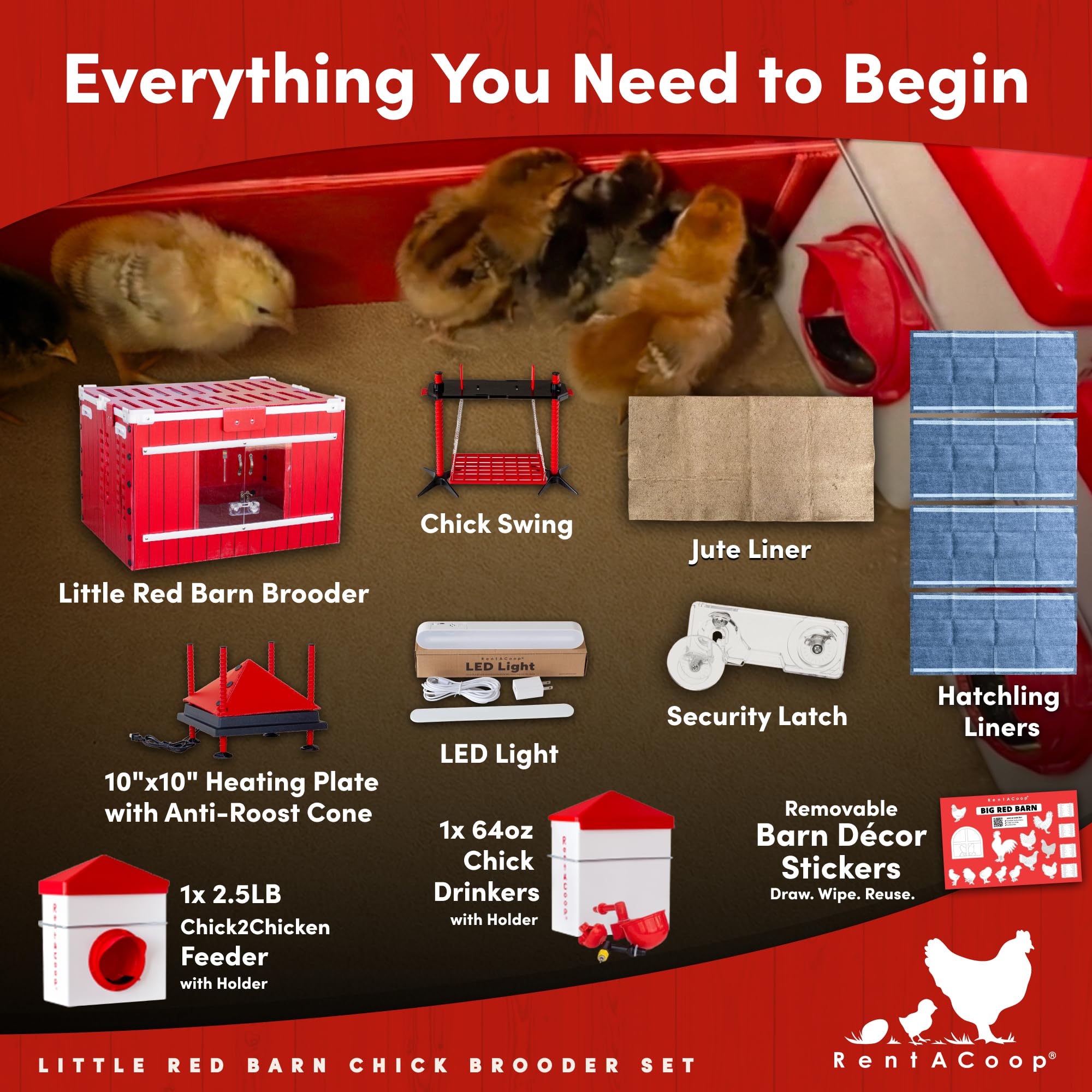 RentACoop Little Red Barn Brooder heating plate mounted inside