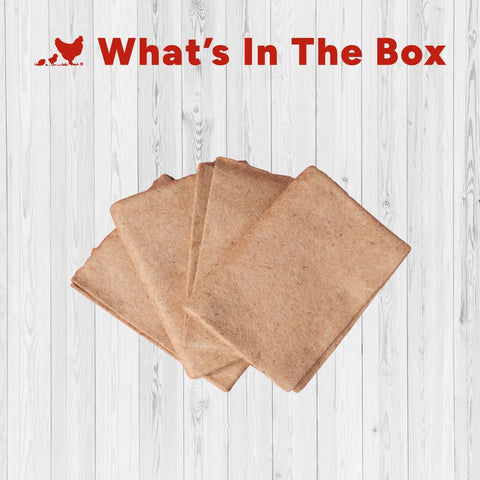 RentACoop jute liner in Little Red Barn fits snugly for clean chicks.