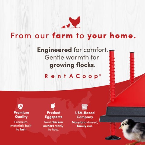 RentACoop multi-species compatibility note highlights use with poults, ducklings, and quail.