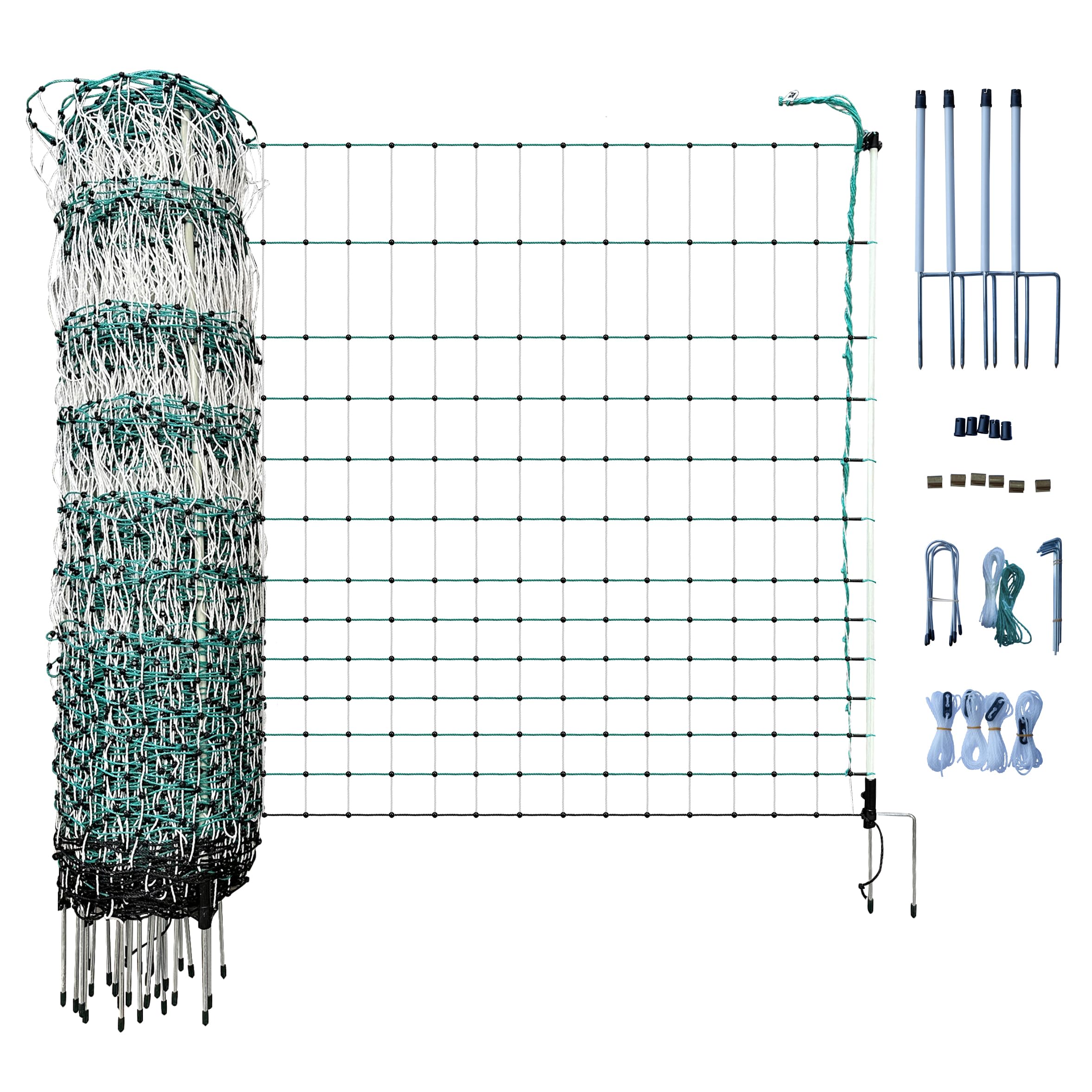RentACoop poultry netting electric fence 168ft length protects flocks from predators.