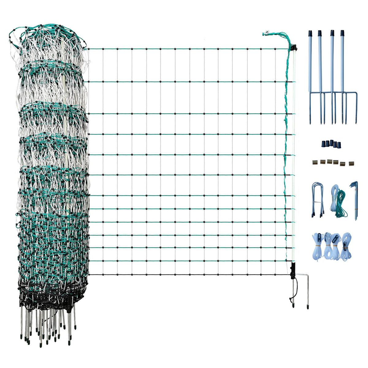 RentACoop poultry netting electric fence 168ft length protects flocks from predators.