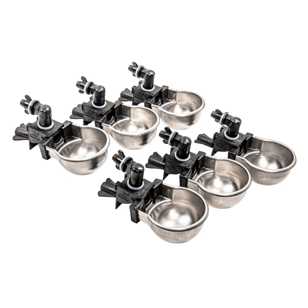 RentACoop RAC Paws six-pack metal cups for reliable small-animal hydration.