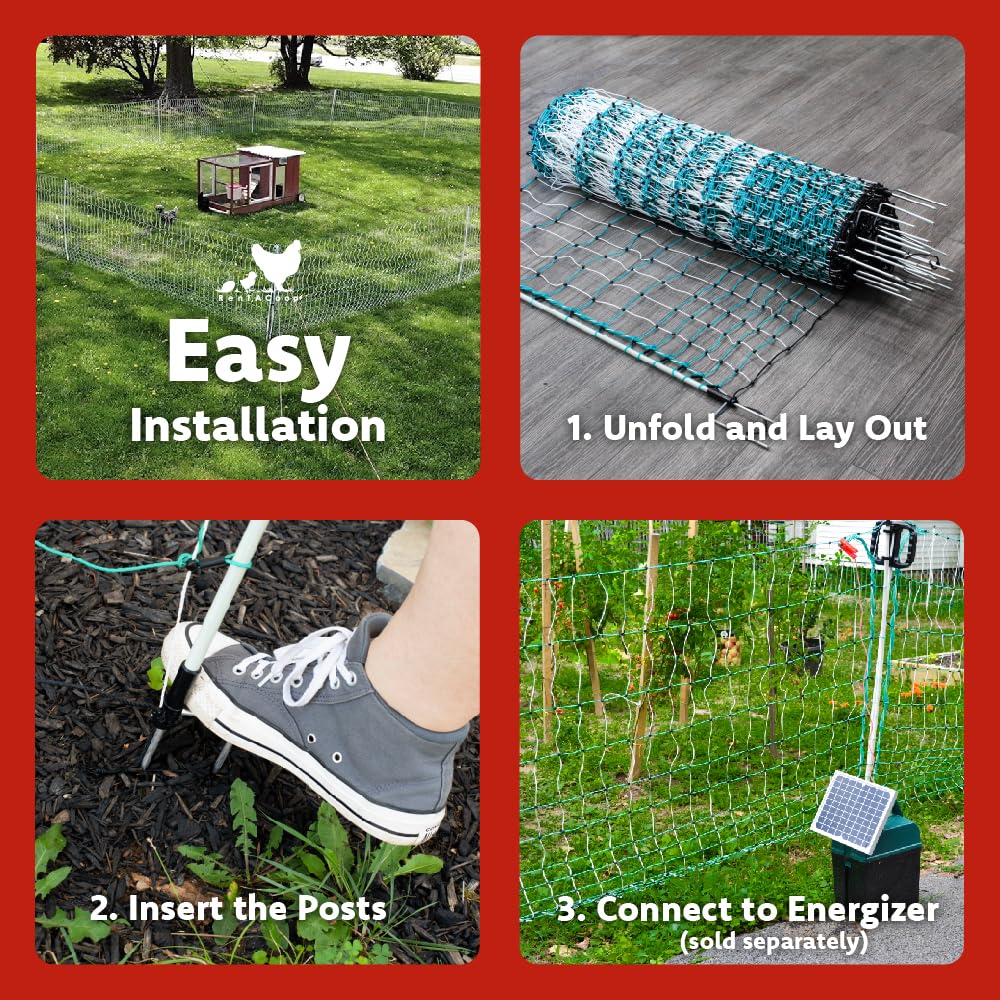 RentACoop repair kit and warning sign included for ready-to-use fencing.