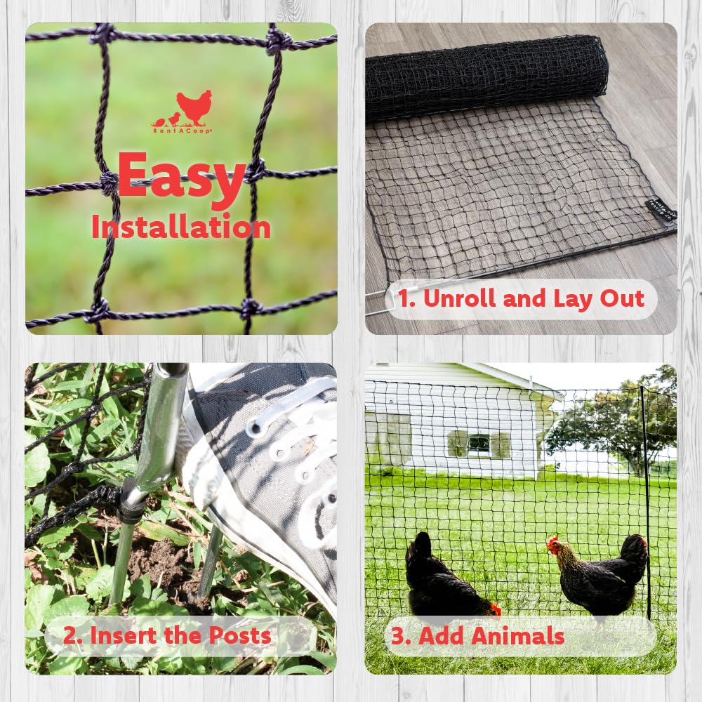 RentACoop sag-free supports keep fencing taut during use