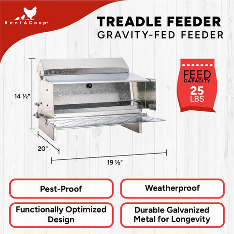 Closeup of treadle action on RentACoop feeder