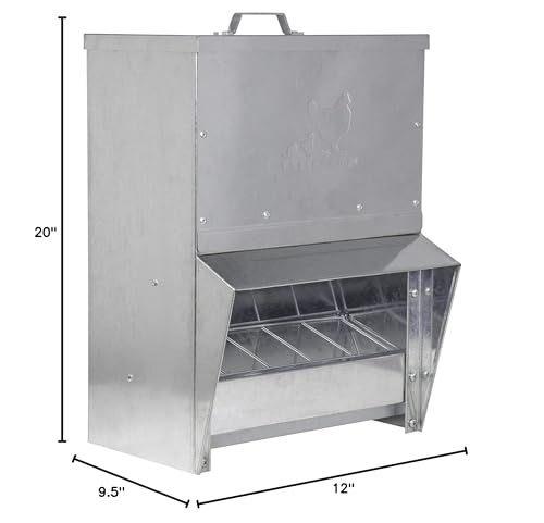 RentACoop trough feeder close-up highlights durable metal and lid.
