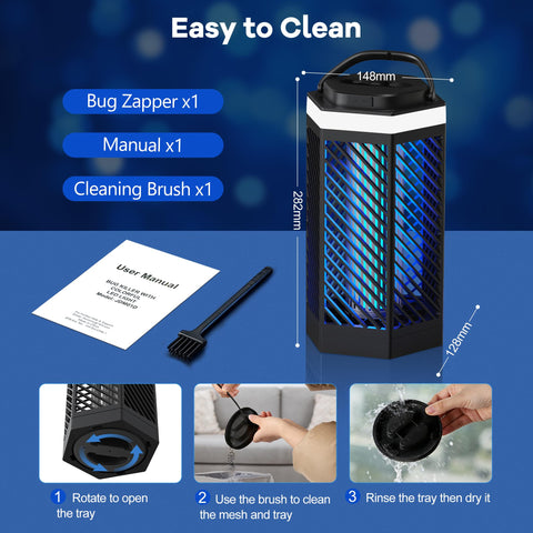 REOGLE Bug Zapper removable tray makes cleaning quick and easy.