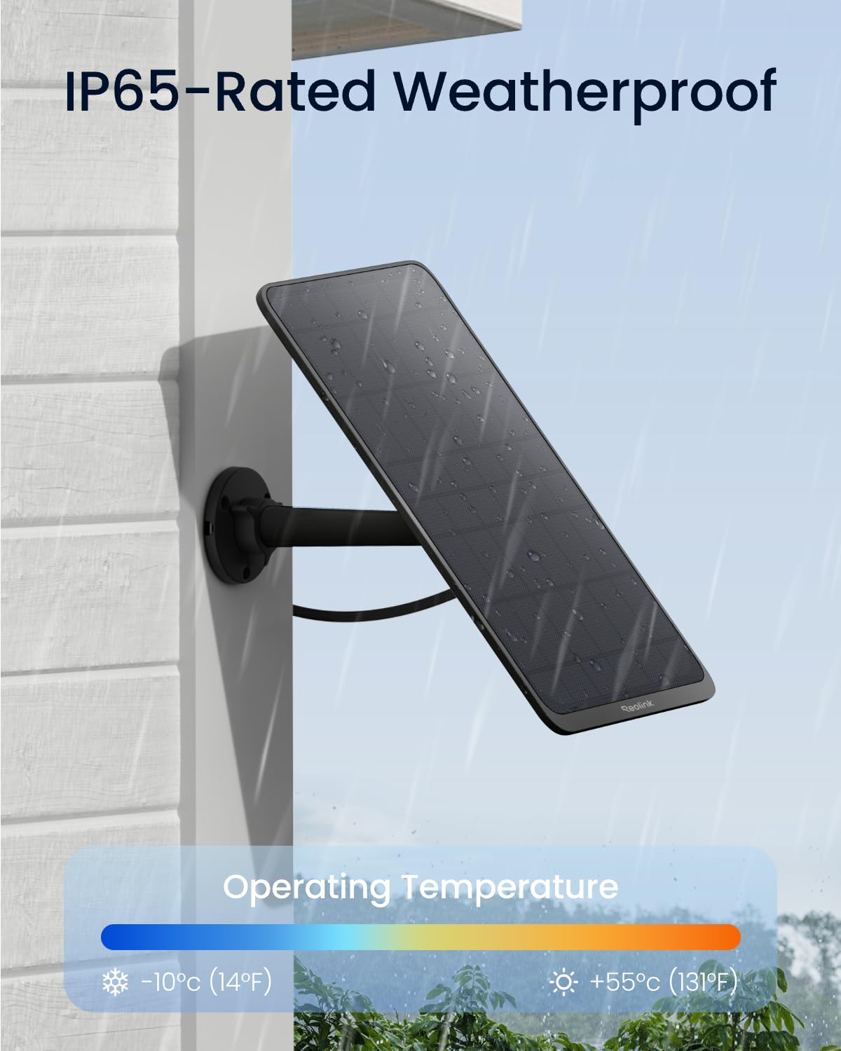 REOLINK solar panel includes Micro USB cable for compatibility with battery cameras.