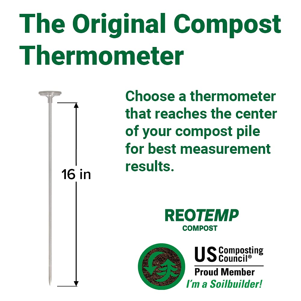 REOTEMP dial shows three zones to indicate compost activity at a glance.