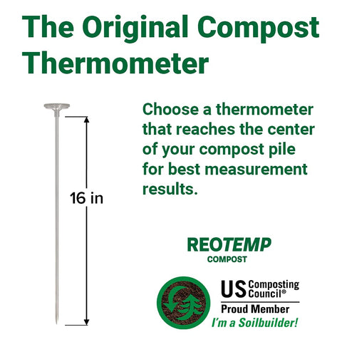 REOTEMP dial shows three zones to indicate compost activity at a glance.