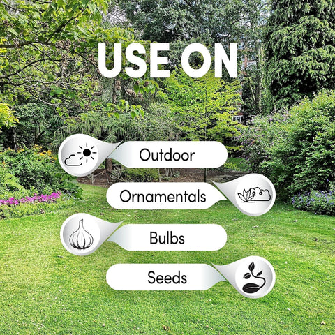 Repellex packaging easy to apply around lawns and beds.