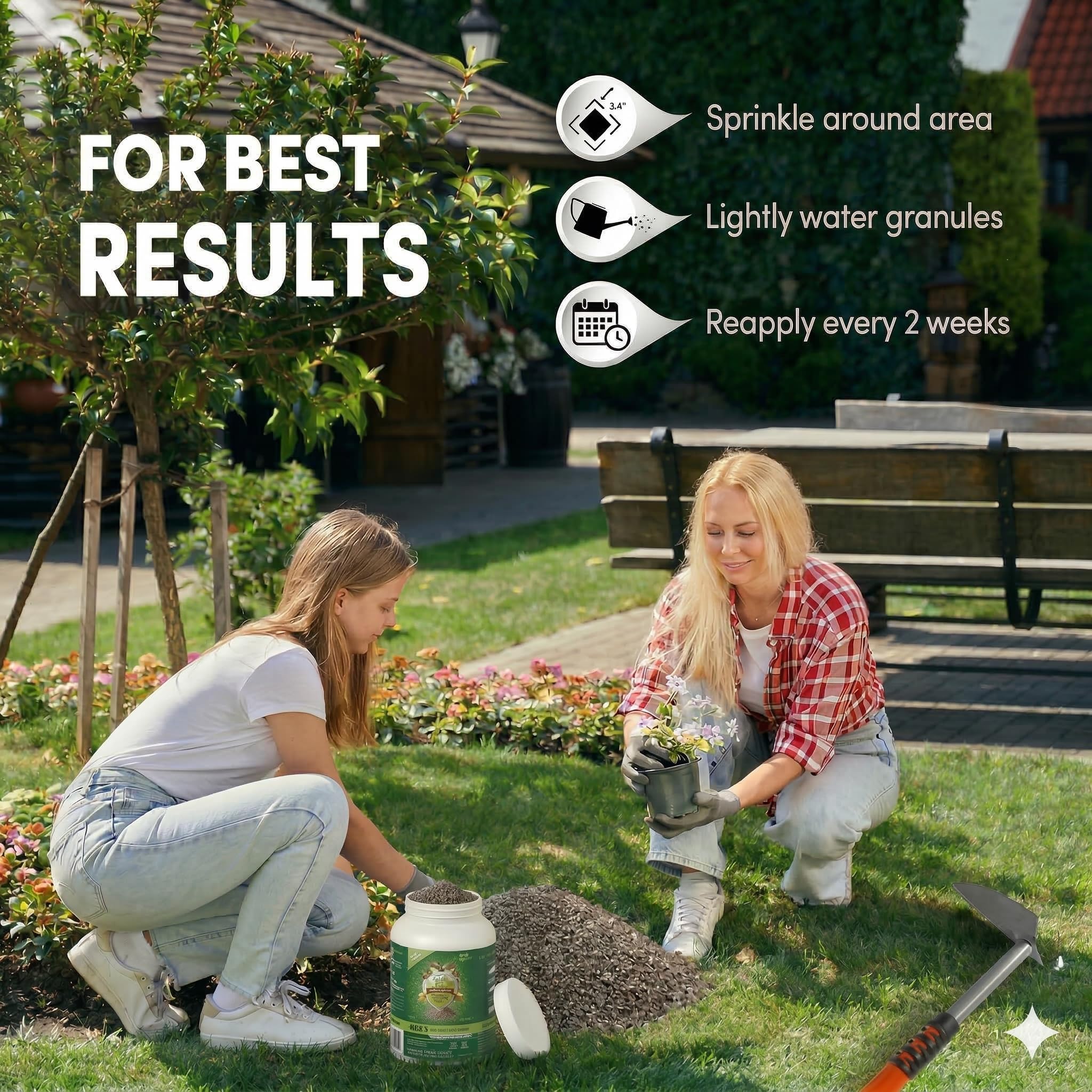 Repellex granules applied around flower beds deter rabbits.