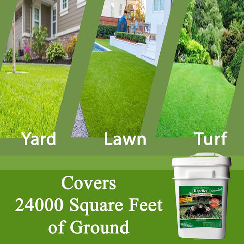 Repellex scoop included for even granule distribution across turf
