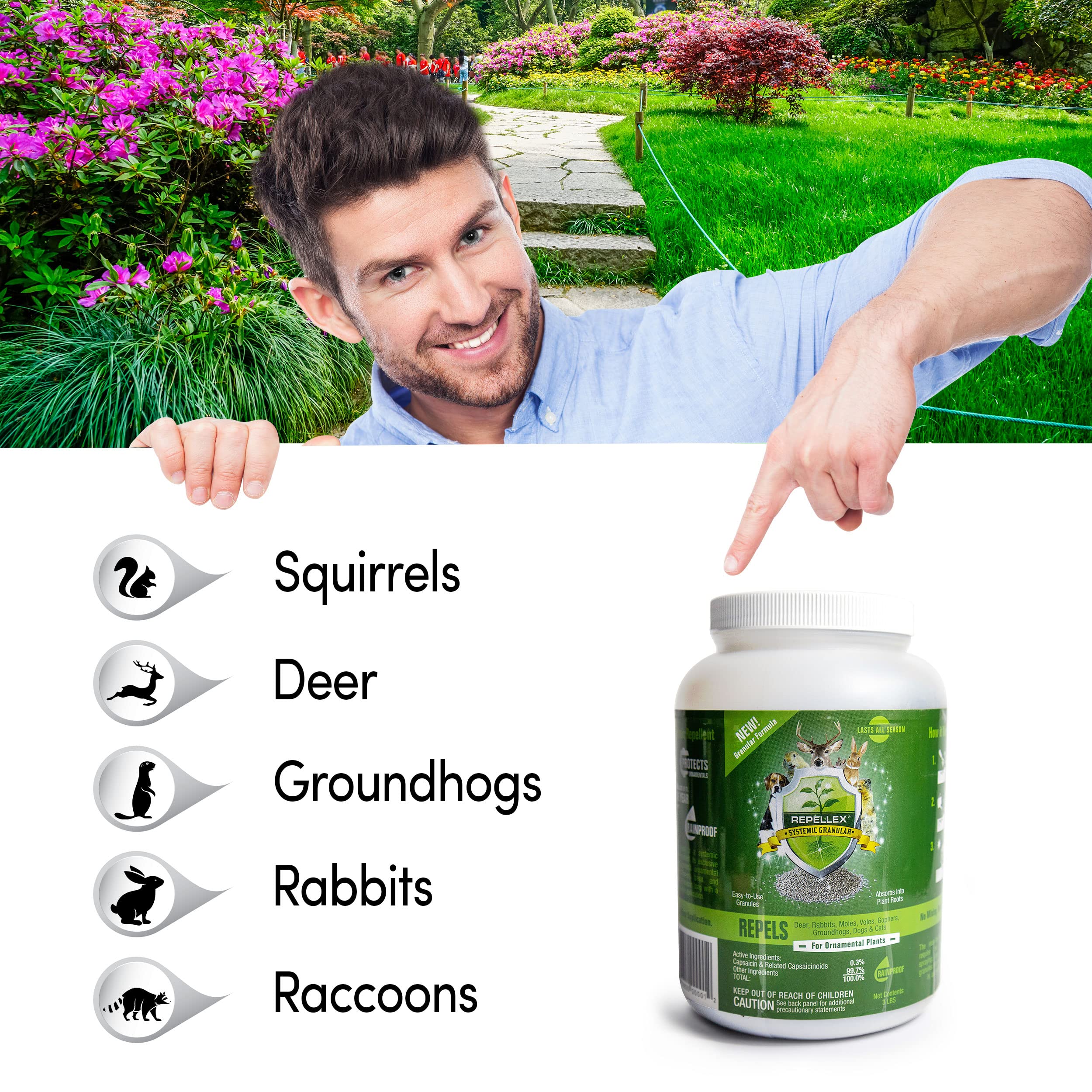 Repellex Systemic Granular granules in soil around plants for even protection