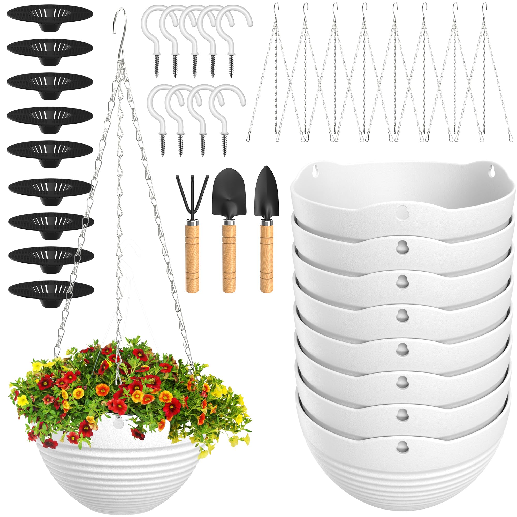 REPICLIFE hanging planters set9 white 8in top view for compact indoor display