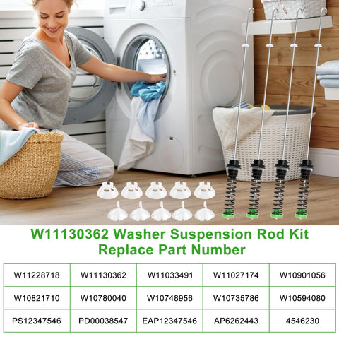 Replacement part W11130362 suspension rod kit enables easy DIY maintenance.