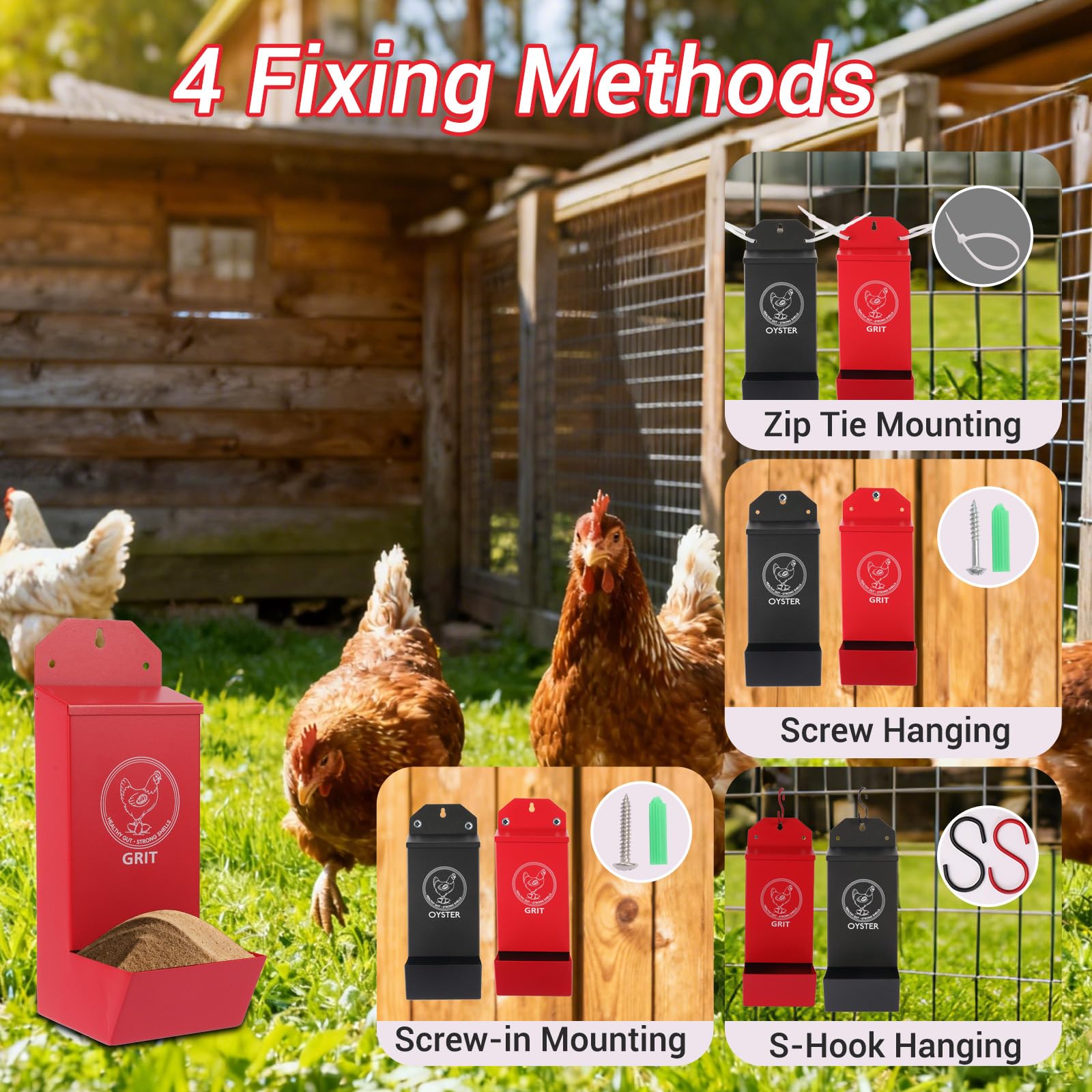 Reptilux oyster shell feeder ready for chickens in coop