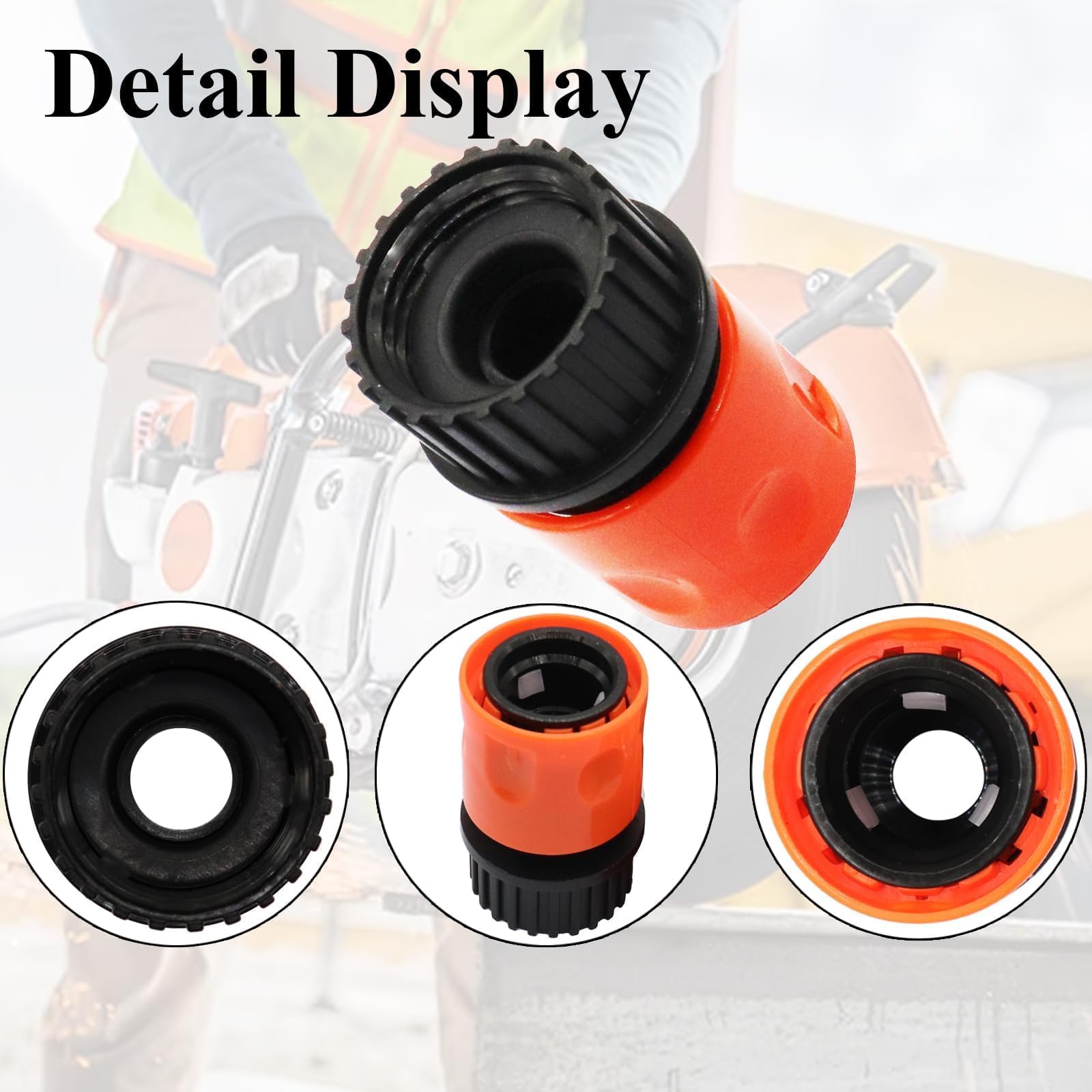 Orange-capped sleeve detail highlighting sturdy interface for leak-resistant connections.
