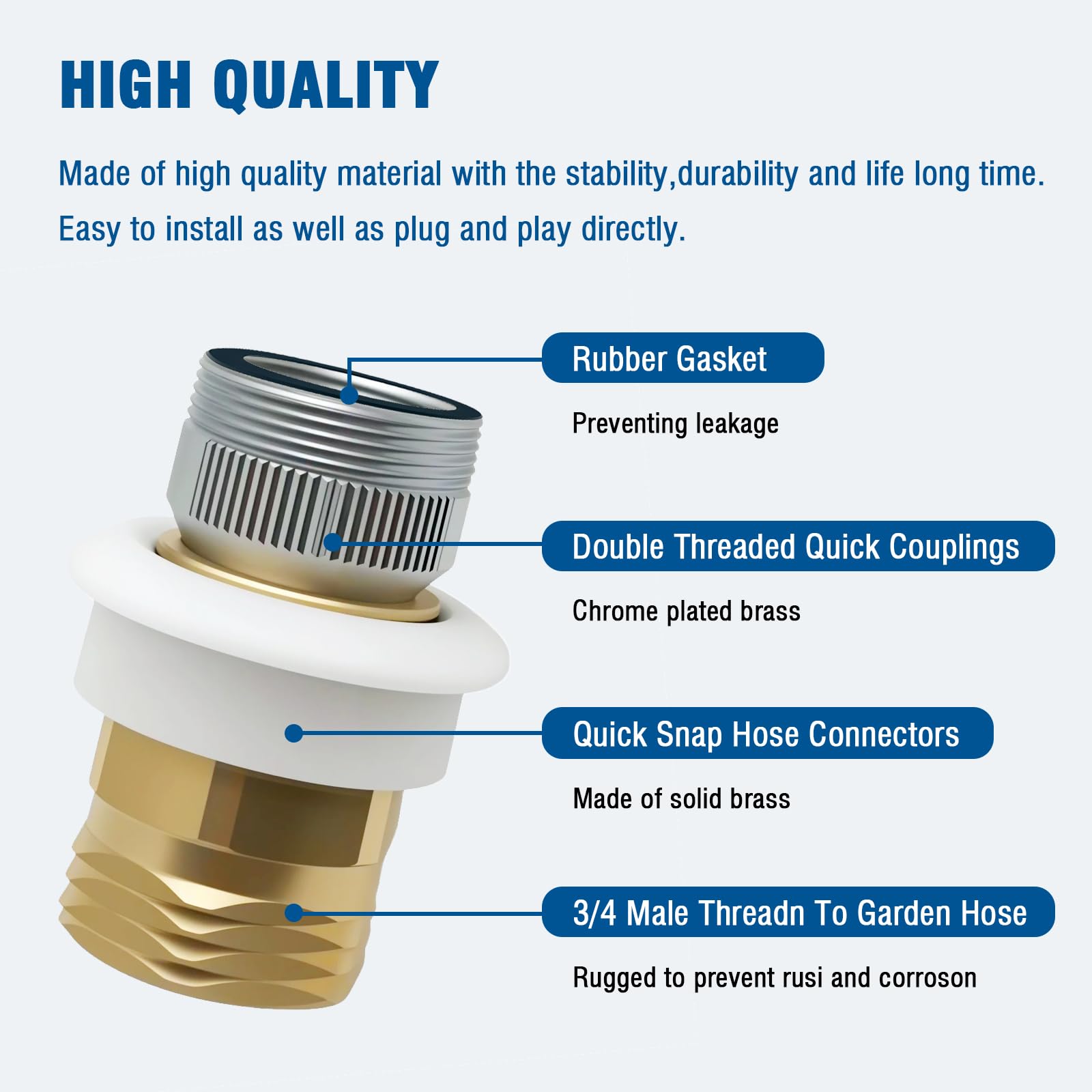 Repustor Snap-Coupling Adapter female 55/64-27 x male 3/4 for versatile hoses.