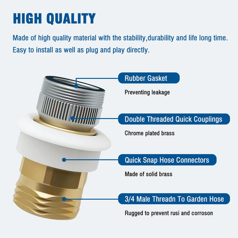 Repustor Snap-Coupling Adapter female 55/64-27 x male 3/4 for versatile hoses.