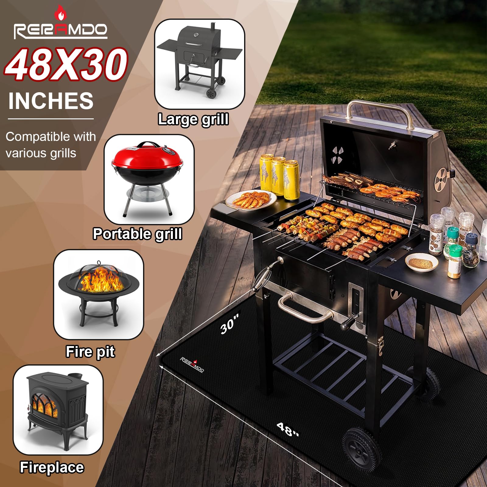 RERAMDO multipurpose mat adapts to charcoal, electric, and gas grills.