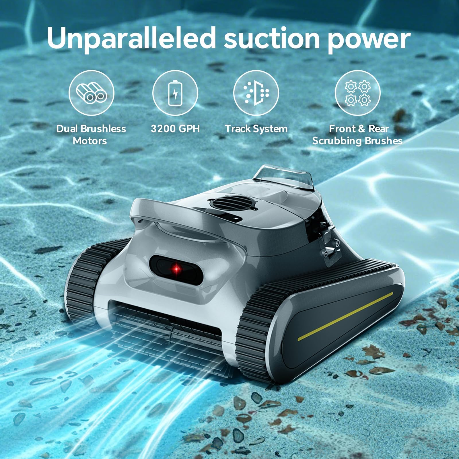 RERIOU cordless robotic pool cleaner control panel featuring one touch start