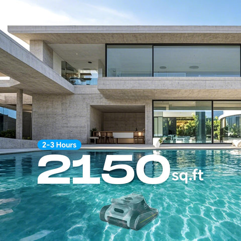 RERIOU cordless robotic pool cleaner waterline cleaning in action for edge scrubbing