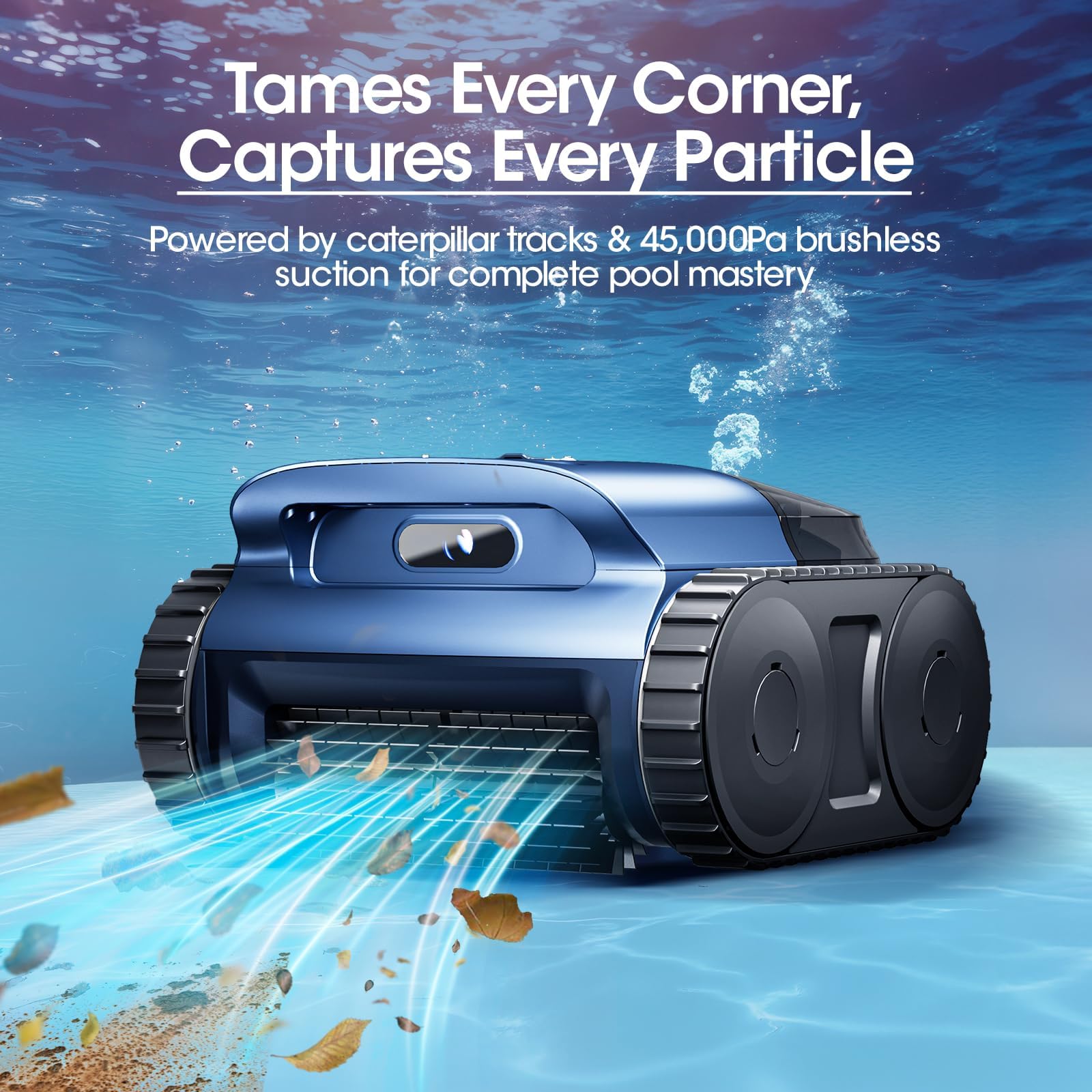 Reriou sonar navigation system maps the pool for efficient edge-to-edge cleaning.