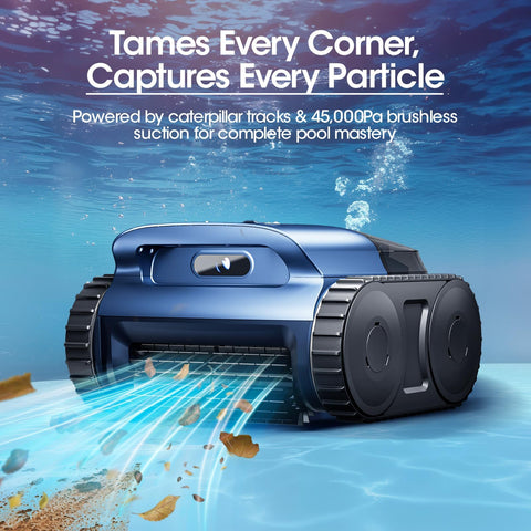 Reriou sonar navigation system maps the pool for efficient edge-to-edge cleaning.