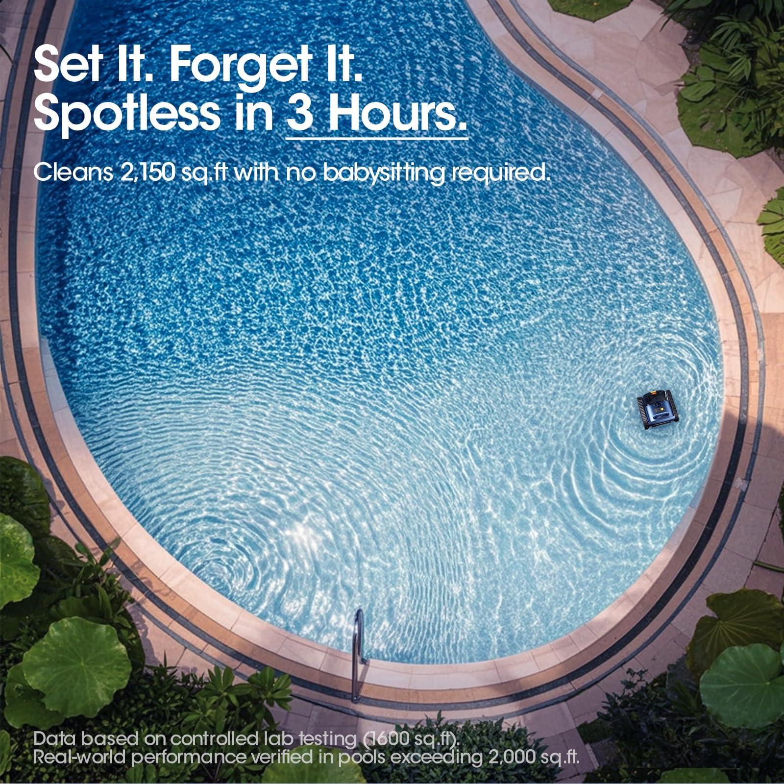 Reriou wall and waterline climbing cleans seams along vertical pool surfaces.