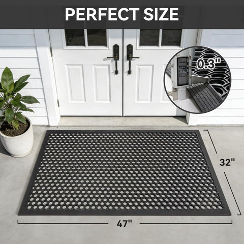 RESARE commercial rubber doormat; non-slip surface for safe entry.