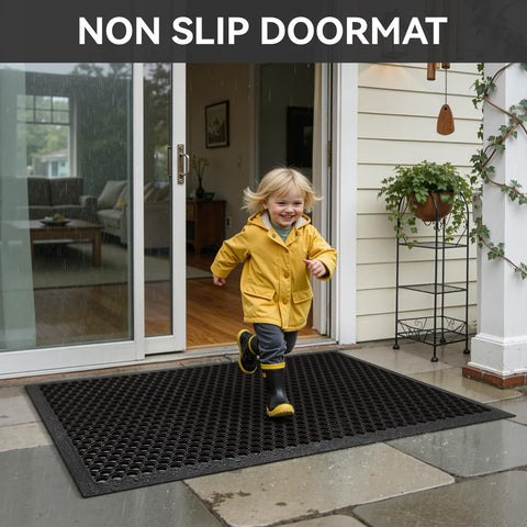 RESARE durable door mat handles snow rain and sun at busy entrances