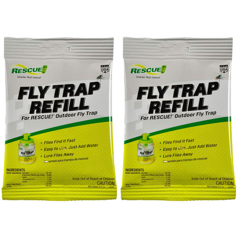 RESCUE! bait refill outdoor-use two-pack packaging compatible with reusable traps.