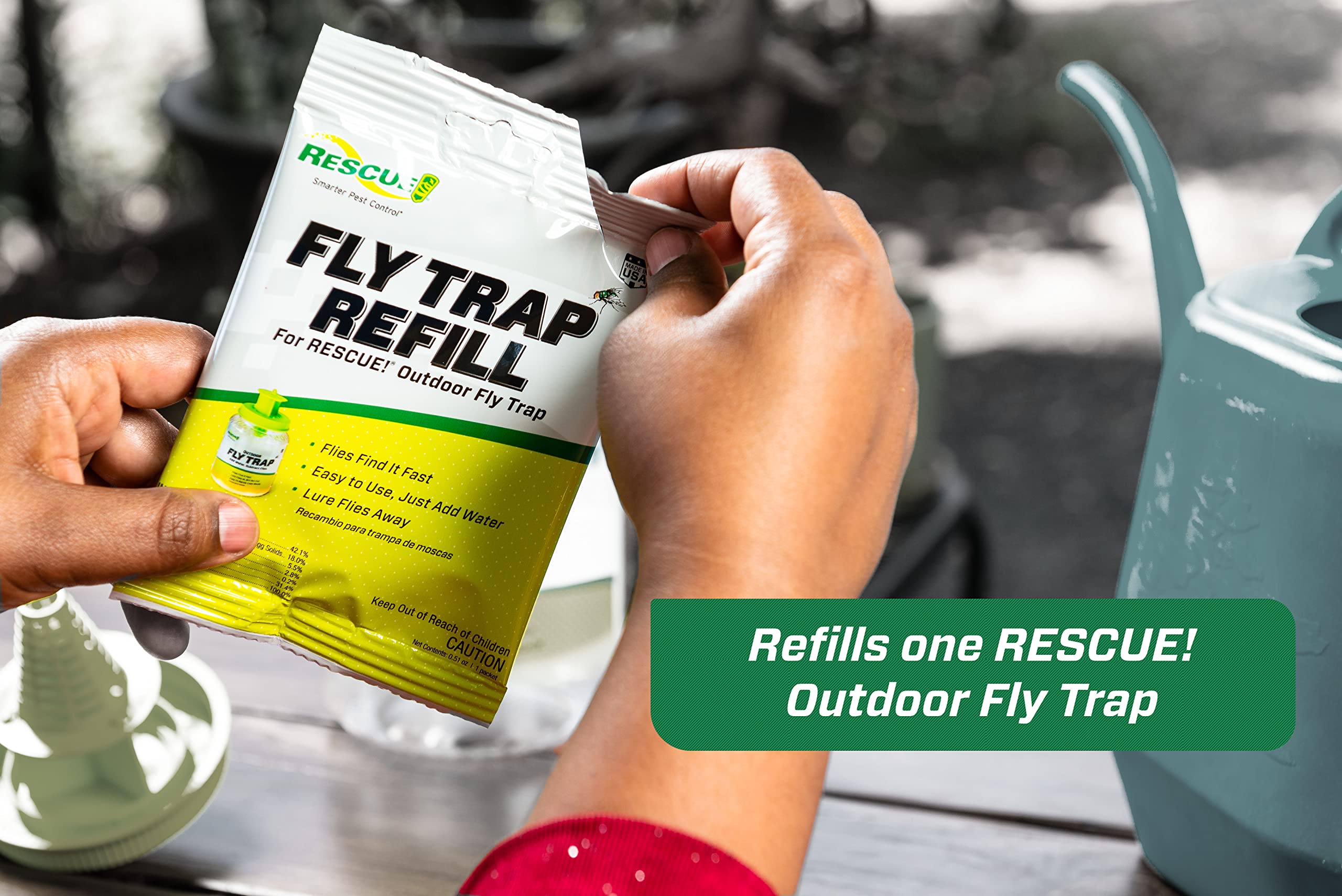 RESCUE! water-activated bait refill ready to drop into the trap for fast fly attraction.