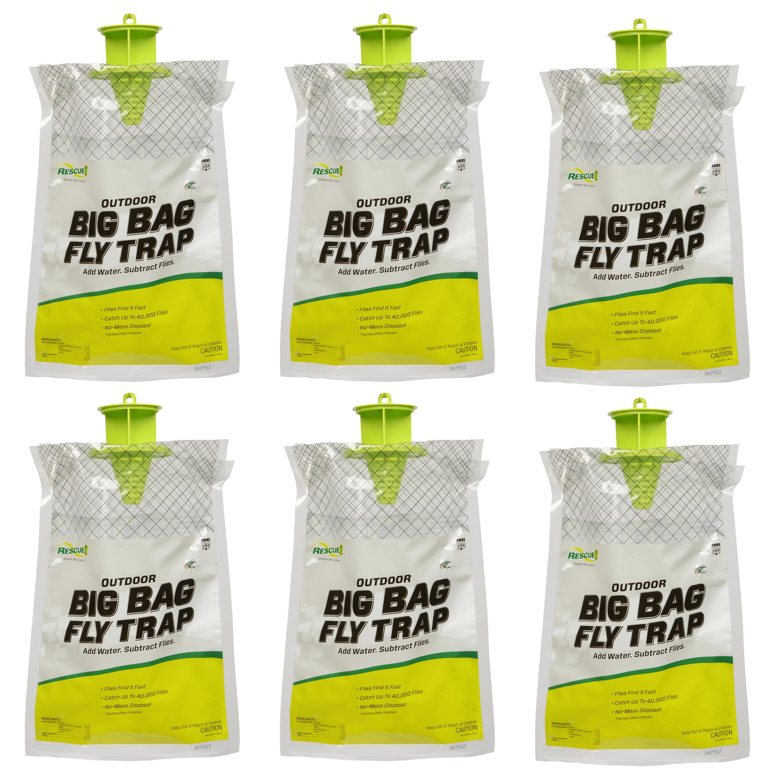 RESCUE! Big Bag Fly Trap outdoors with water activation for fly capture.