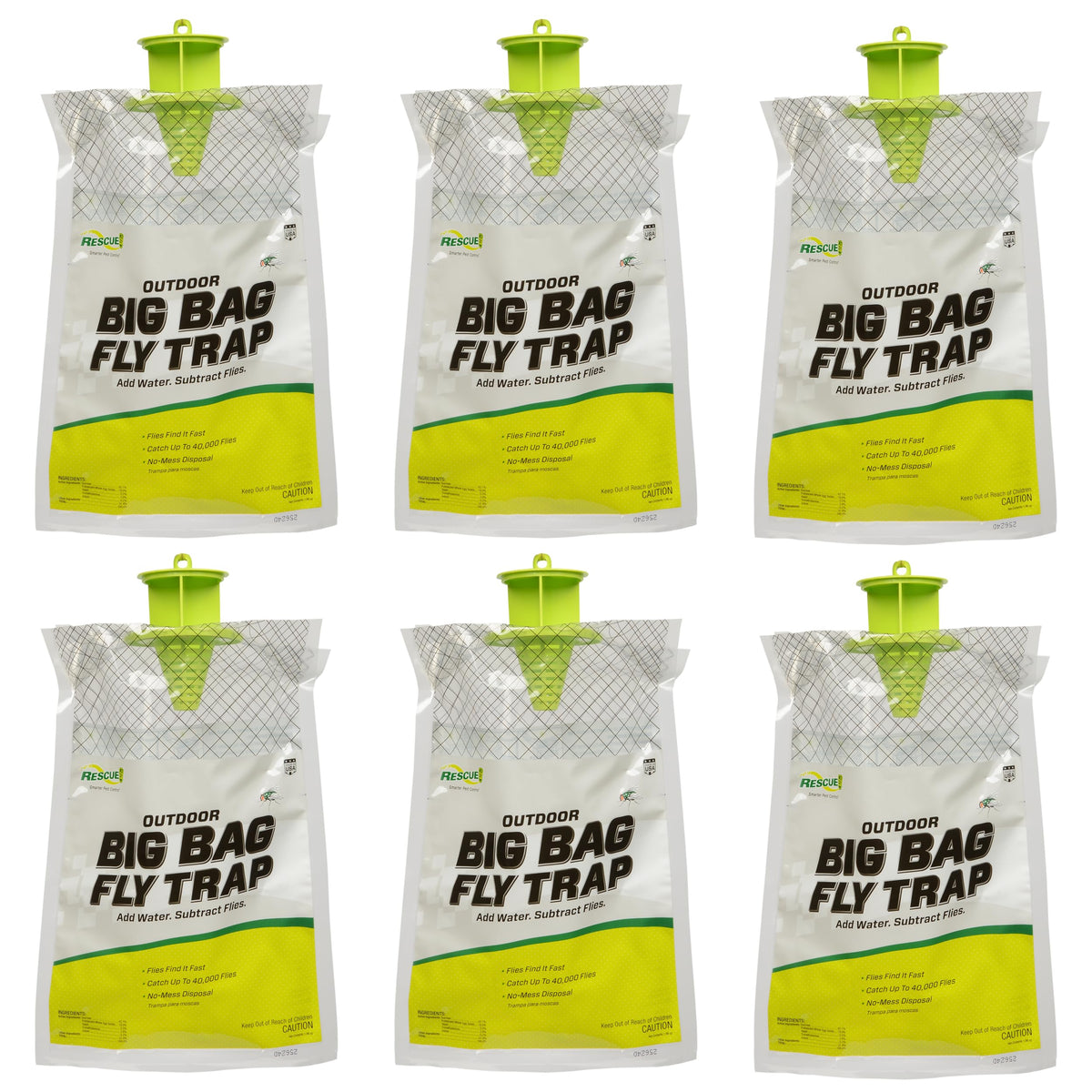 RESCUE! Big Bag Fly Trap outdoors with water activation for fly capture.