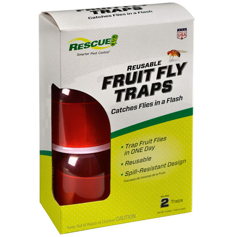 RESCUE! Fruit Fly Traps set of two in box for quick, discreet indoor control.