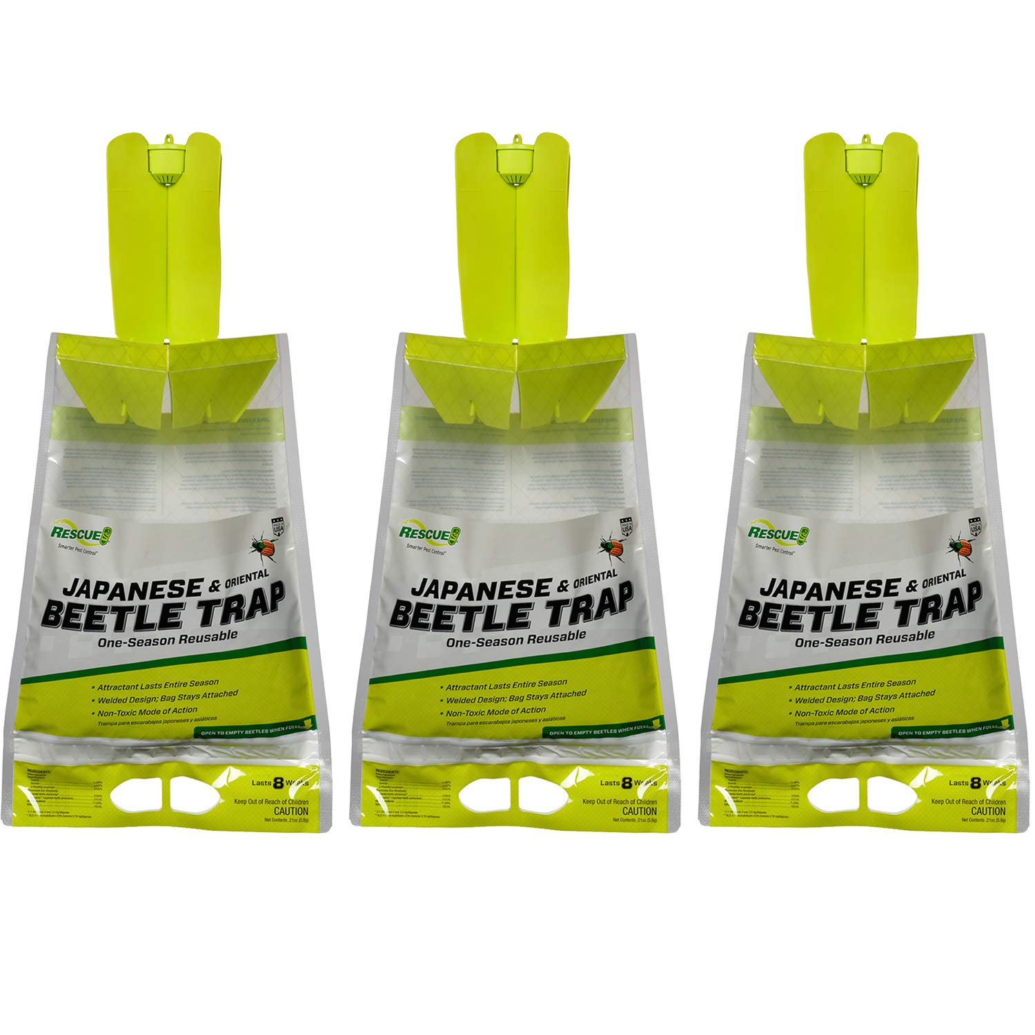 RESCUE! Japanese Beetle Trap in use catching beetles from the garden
